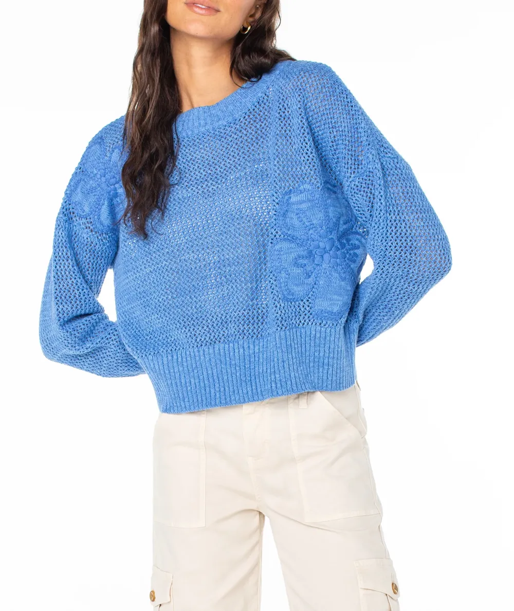 Ladies' Knitted Sweater With Embroidered Floral Patterns