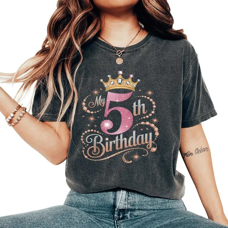 5 Birthday 5Th Birthday Girl 5 Year Old Birthday Girl Women's Oversized Comfort T-Shirt