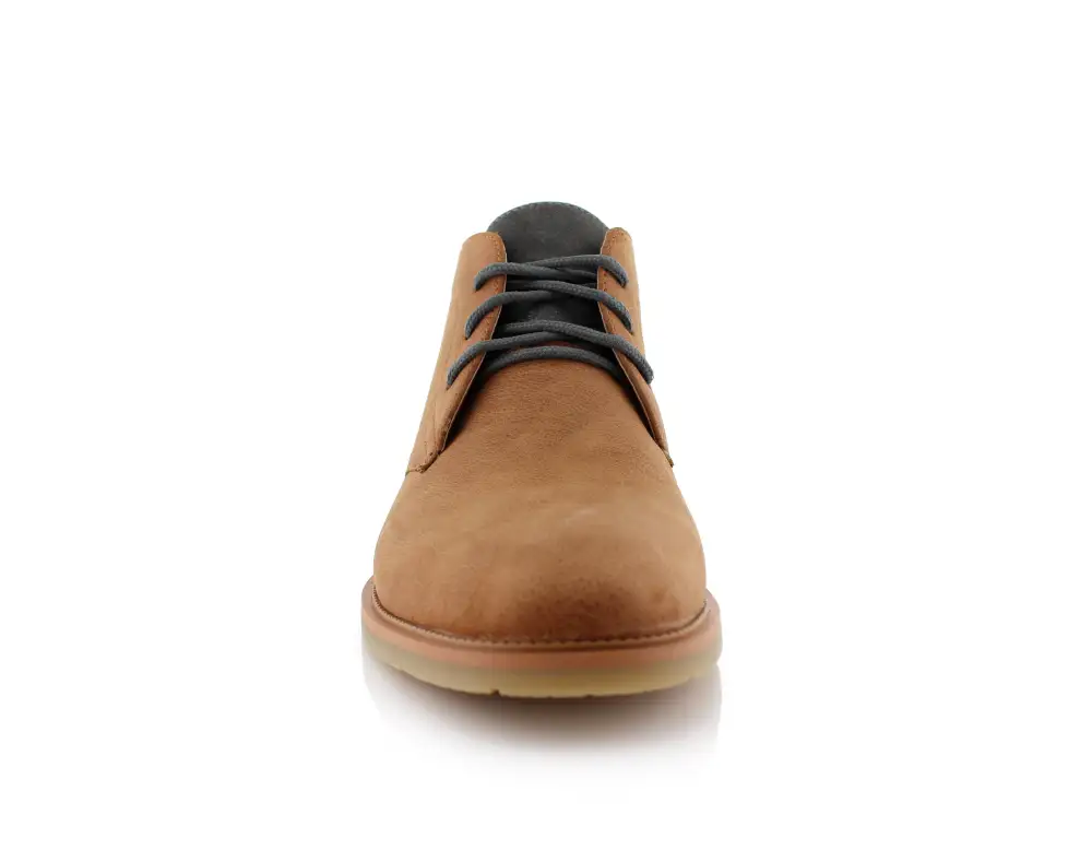 Faux-Leather Lace-Up Chukka Boots