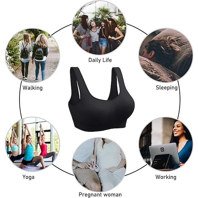 3 Packs Sports Bra for Women High Support with Removable Pad Wireless Yoga Fitness Gym Workout Bra Top Sport Activewear High Impact Breathable Comfortable Stretchy