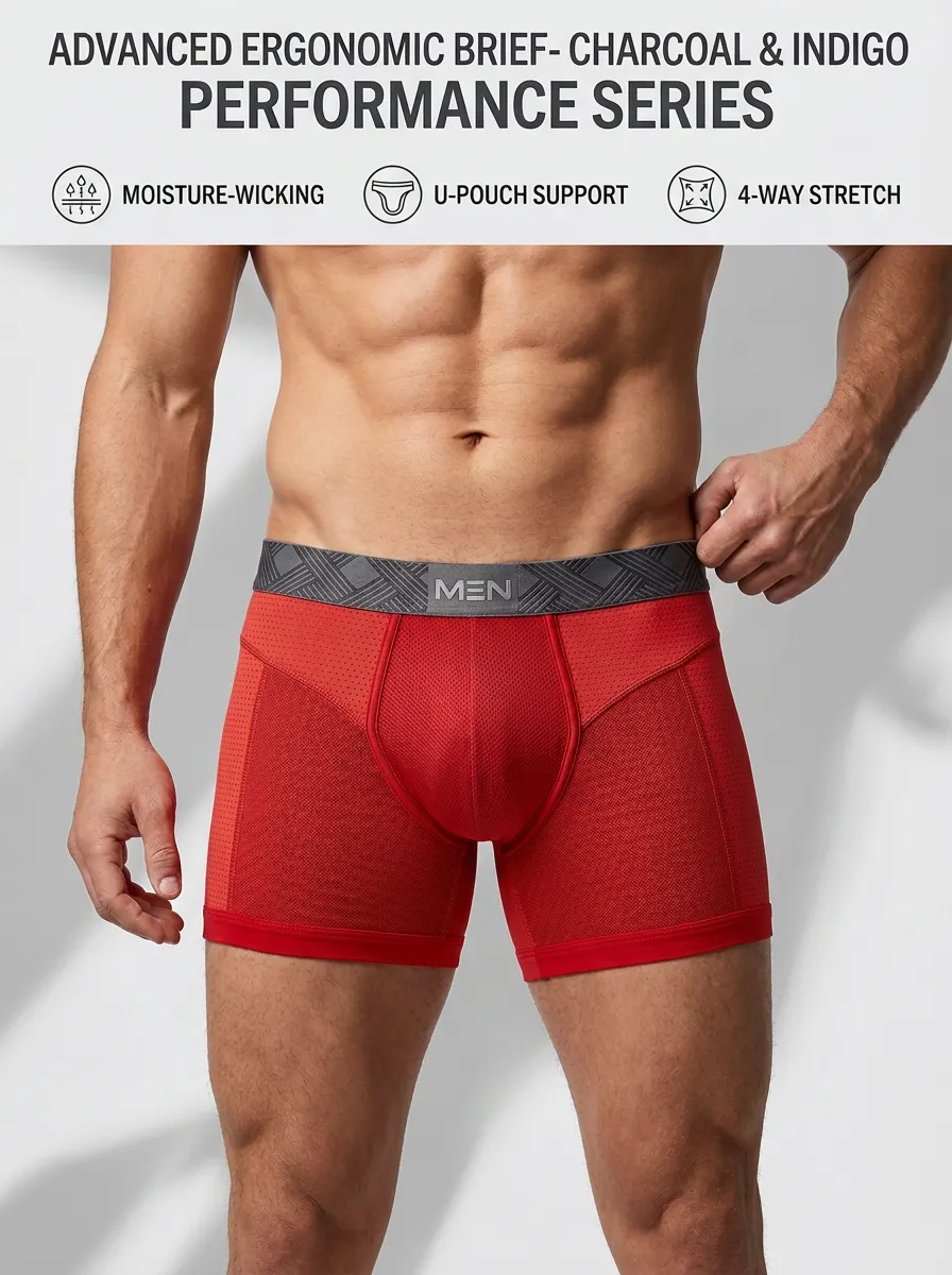 Men's Ergonomic Performance Charcoal Indigo U-Pouch Briefs