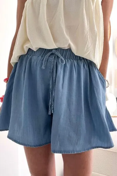 Elastic Waist Wide Leg Shorts