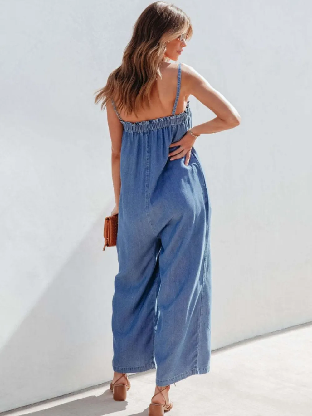 Spaghetti Strap Wide Leg Denim Everyday Accessory