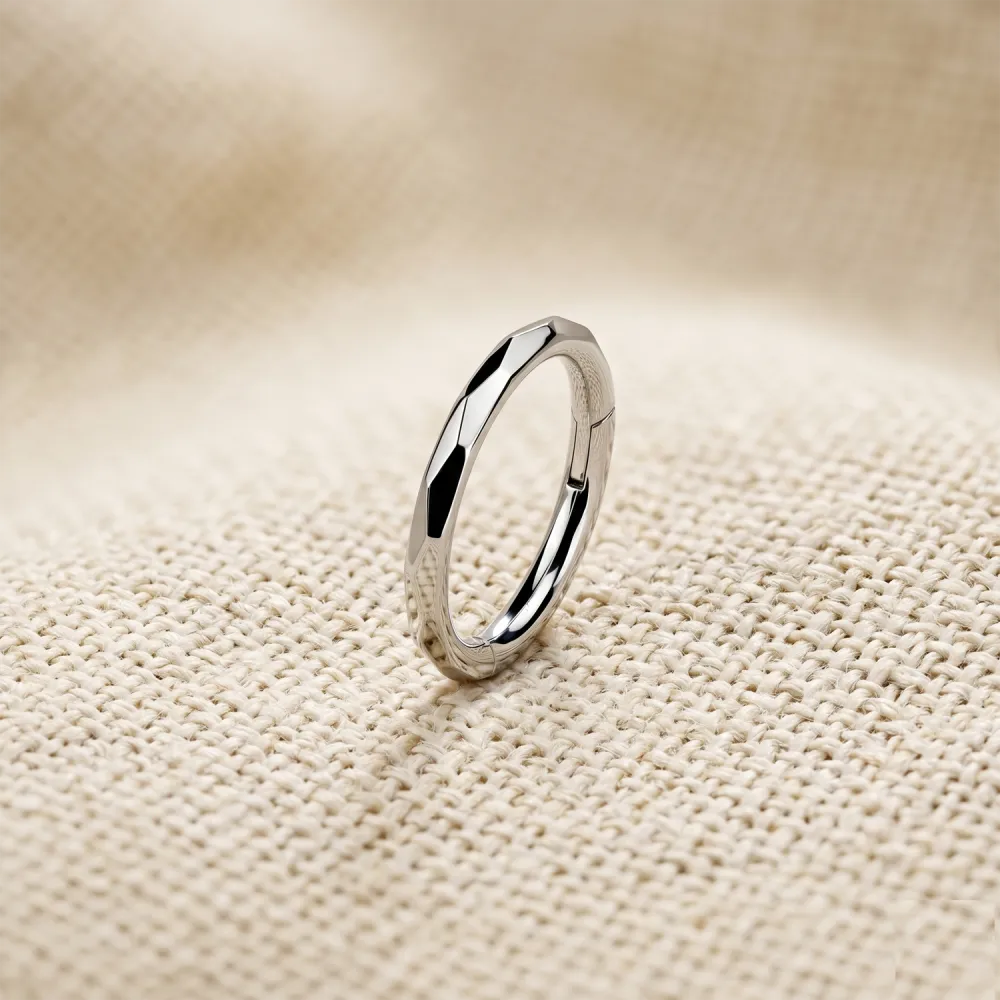 Titanium Crystal Clicker Hoop Ring