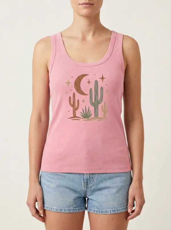 Cactus Moon Starry Built-In Bra Tank Top