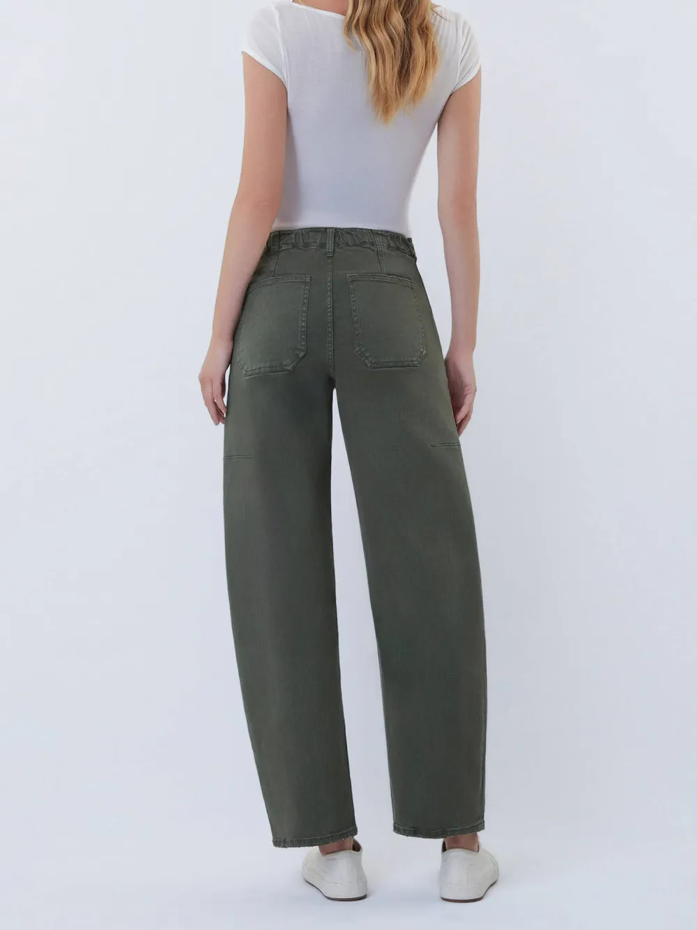 Women's Elastic-Waist Relaxed Barrel Jeans