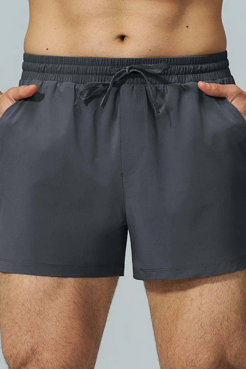 Breathable Drawstring Side Pocket Athletic Shorts