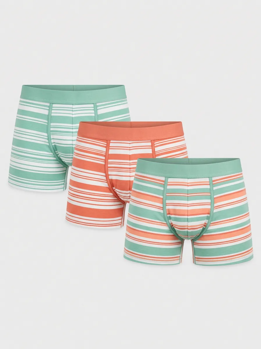 Men's Multicolor Striped Boxer Briefs - Three Pack Muted Tone Boxer Briefs 3-Pack
