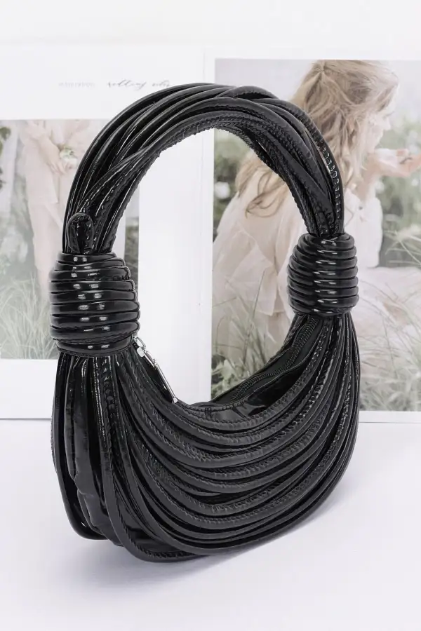 Rope Detail Faux Leather Rope Hobo Bag