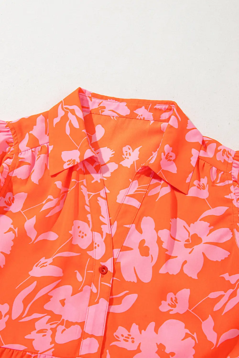 Everyday Floral Button Front Collared Blouse