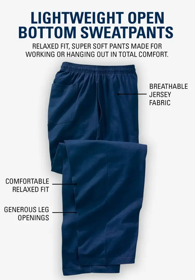 Lightweight Jersey Open Bottom Sweatpants