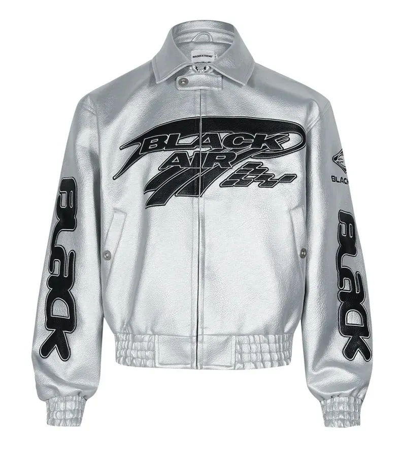 BLACK AIR Racer Cropped Leather Jacket