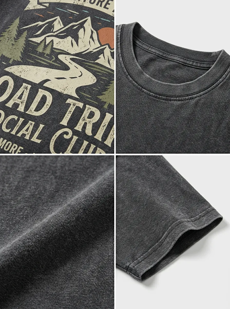 Unisex Road Trip Adventure Mountain Printed T-shirt