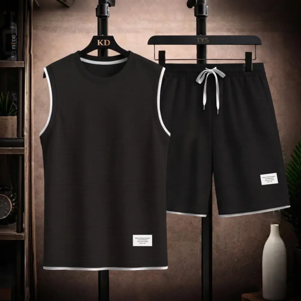 Men's Short-Sleeve T-Shirt & Drawstring Short Set Tank Top & Short 2-Piece Set