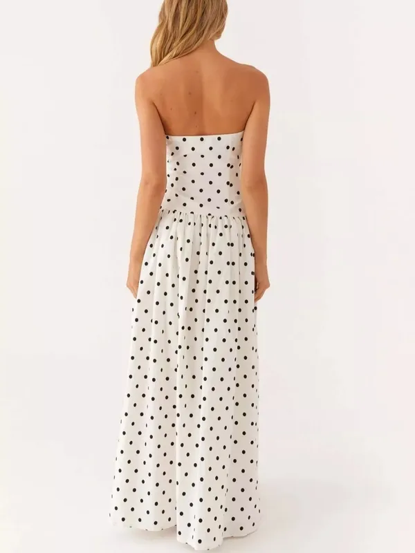 Ruched Printed Tube Maxi Dress