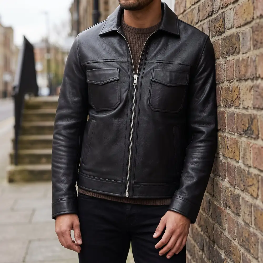 Leather Biker Trucker Motorcycle Jacket