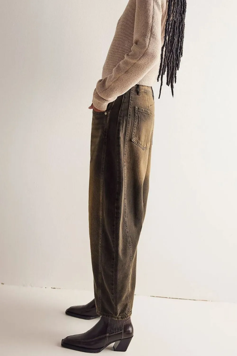 Tiered Relaxed Fit Denim Jeans