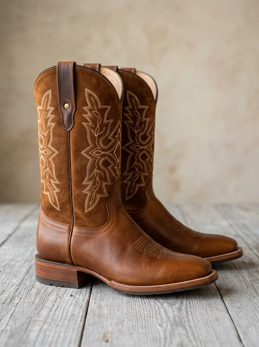 Men's Western Cowboy Embroidered Stitched Western Boots
