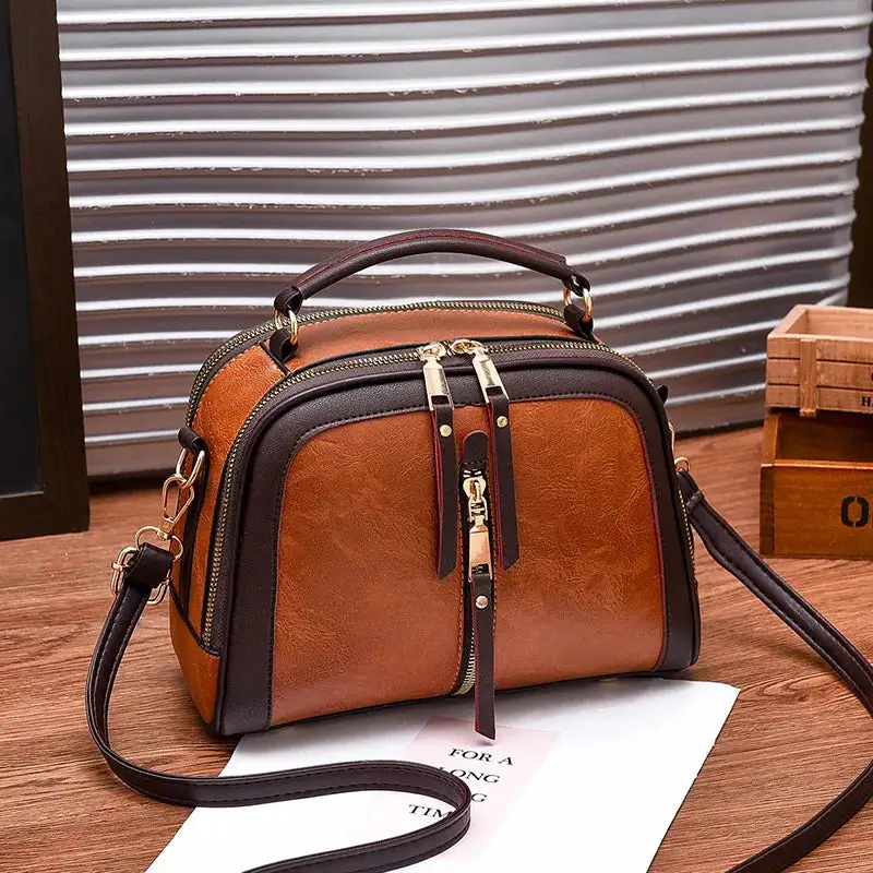 Chic Red Multi-Zipper Crossbody Bag