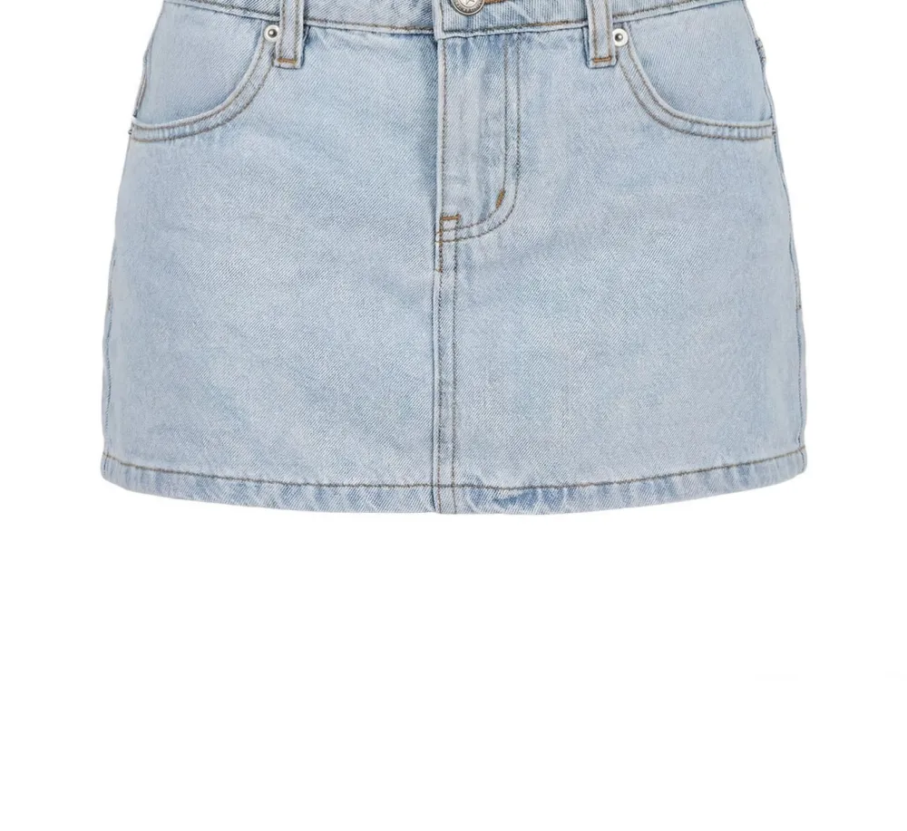 Light Blue Wash Low-Rise Micro Denim Skort