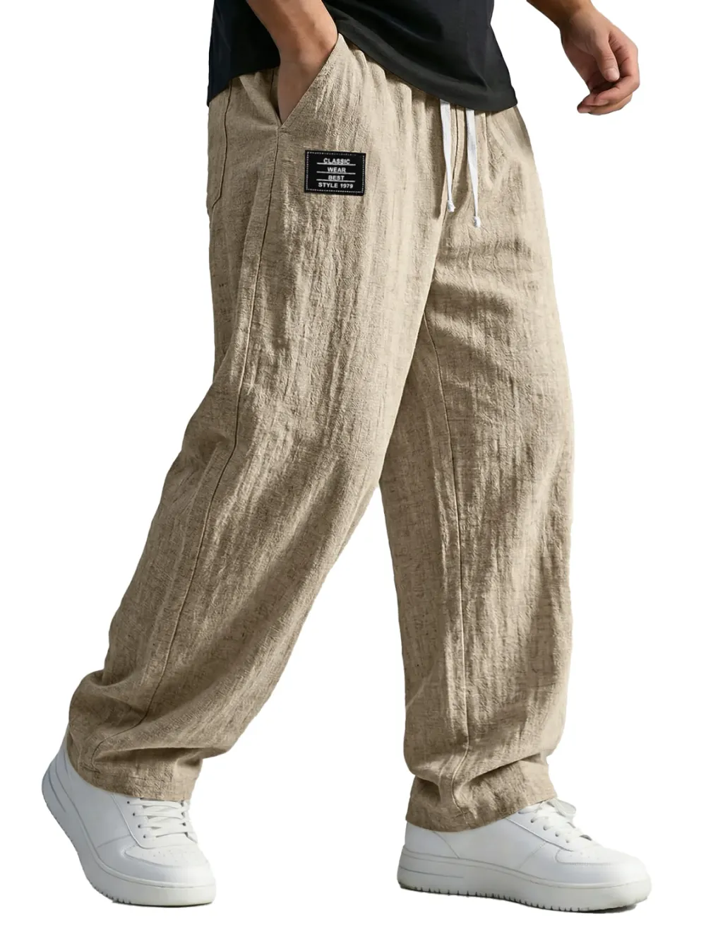 Cotton Linen Seamed Detail Trousers