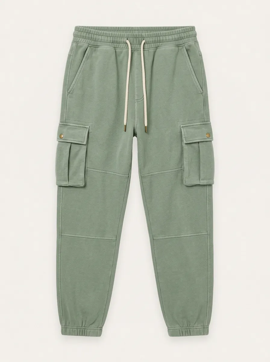 Unisex Casual Streetwear Sage Green Cargo Jogger Pants
