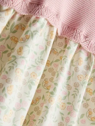 0-18mths | Pure Cotton Newborn Cardigan Smock Dress