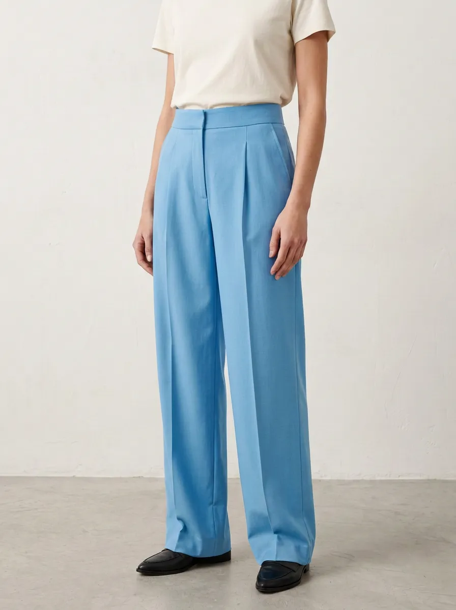 Everyday Effortless Pleated High Rise Wide Leg Trousers
