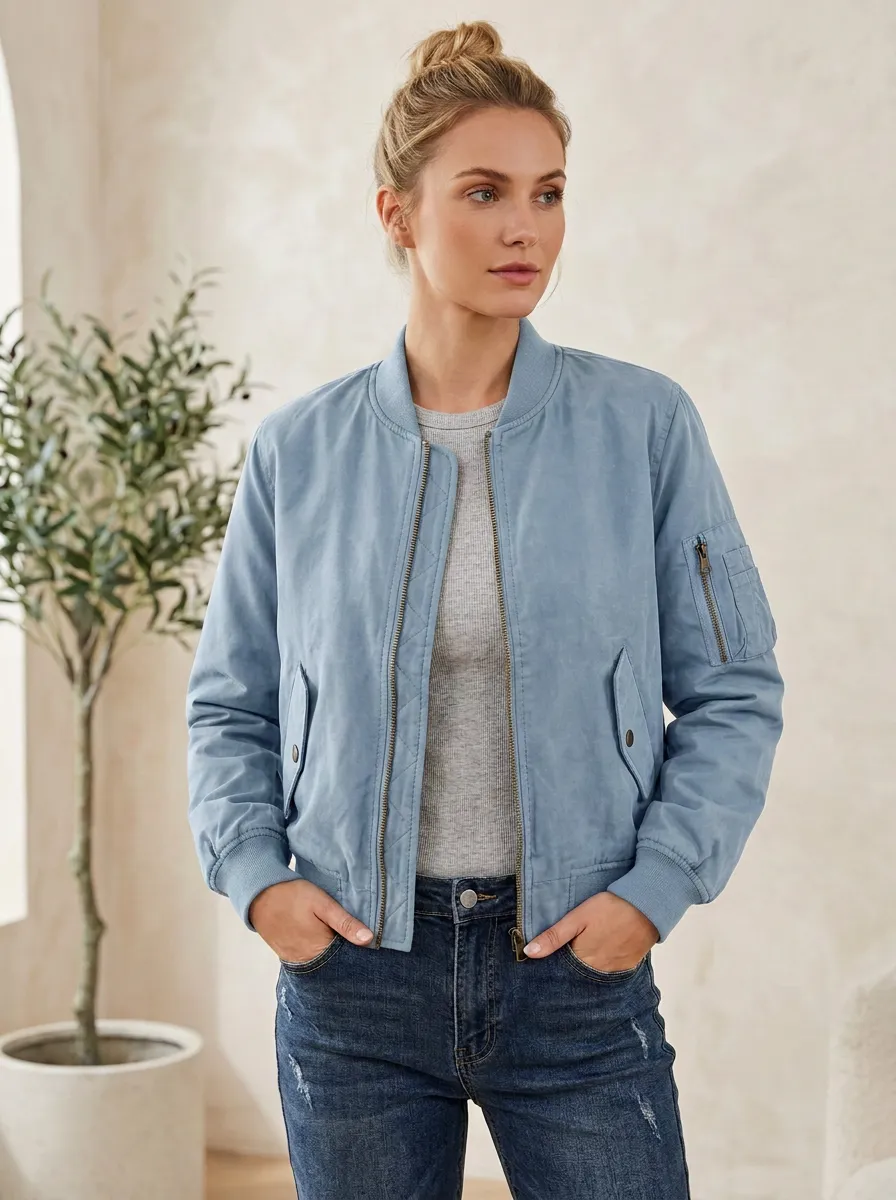 Quilted Bomber Minimal Women's Casual Jacket