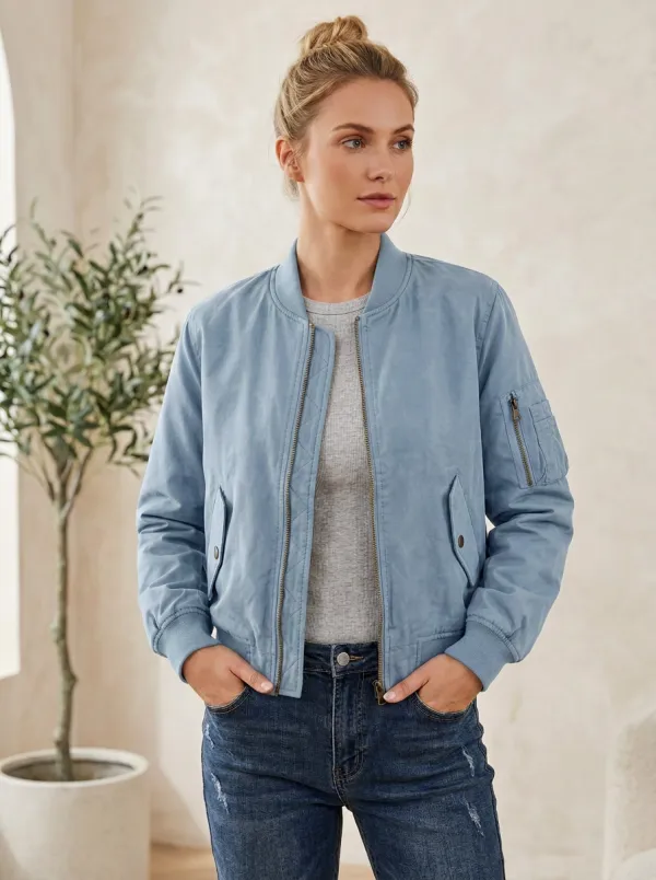 Quilted Bomber Minimal Women's Casual Jacket
