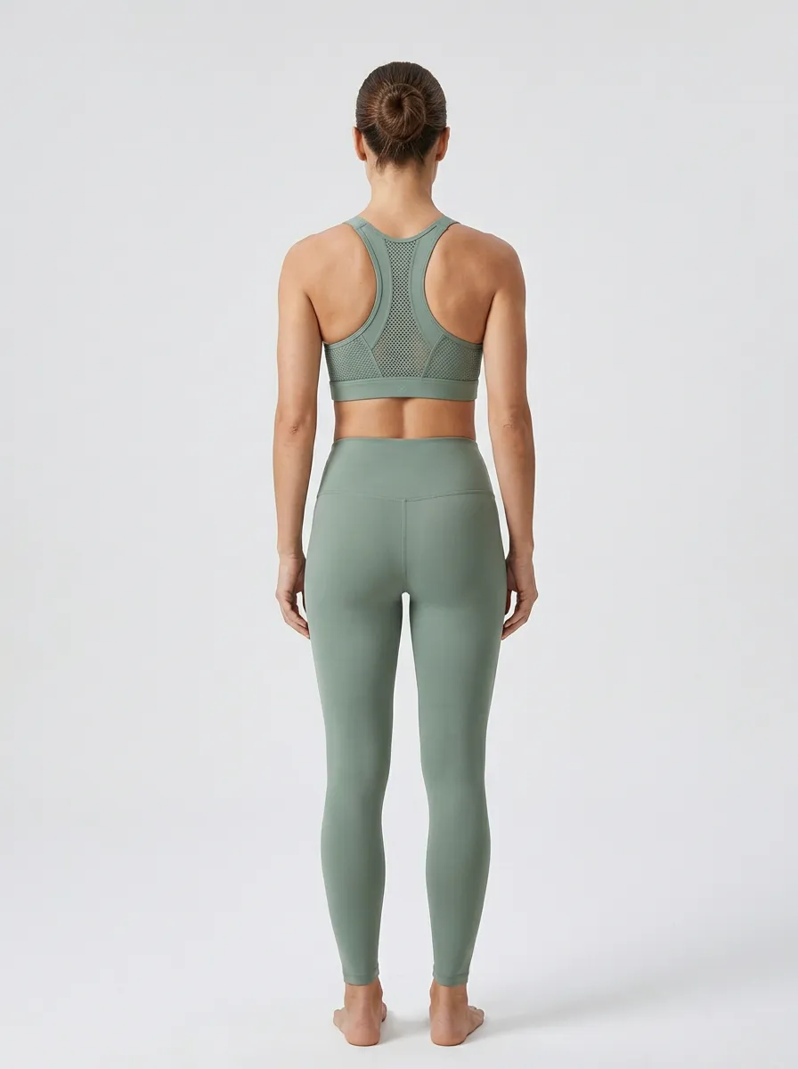 Mesh Panel Mesh Geometric Detail Wide Under-Bust Band Women's Sports Bra