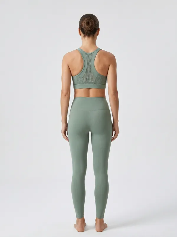Mesh Panel Mesh Geometric Detail Wide Under-Bust Band Women's Sports Bra