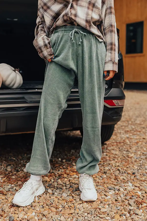 Relaxed Ankle Waffle Knit Knit Drawstring Jogger Pants
