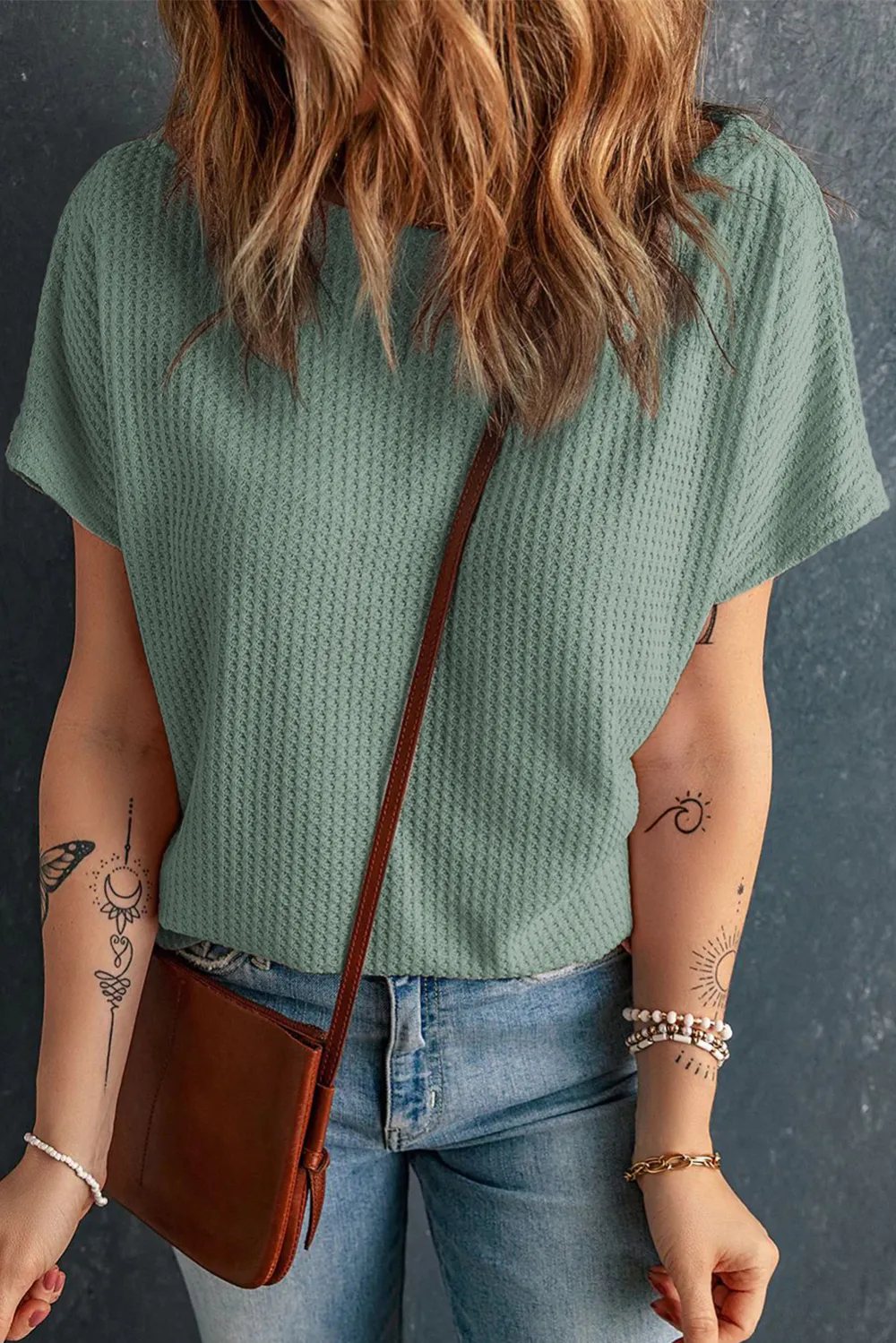 Mist Green Waffle Knit Boat Top
