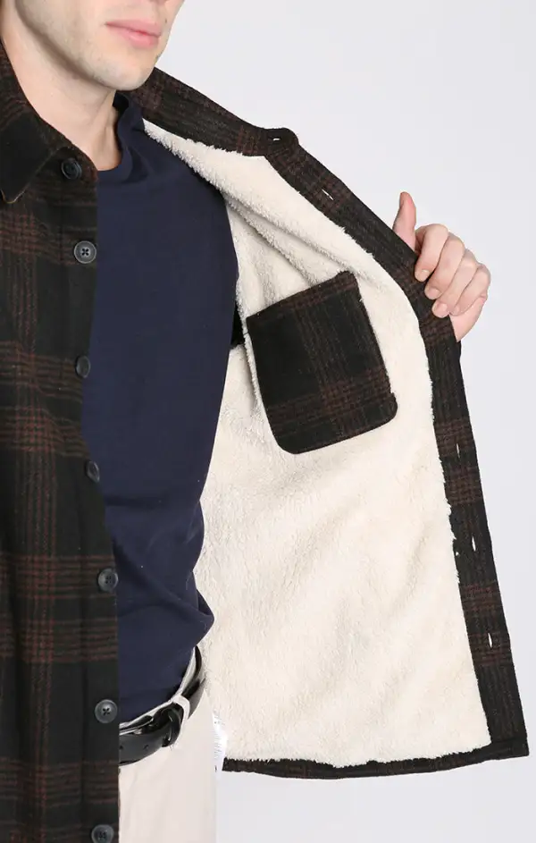 Wool Blend Sherpa Lined Shirt Jacket