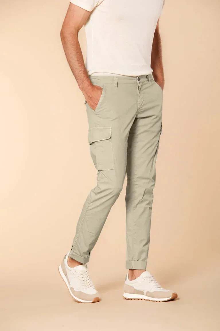 Men's  Light Beige Cotton Twill Slim Fit Khaki Overalls
