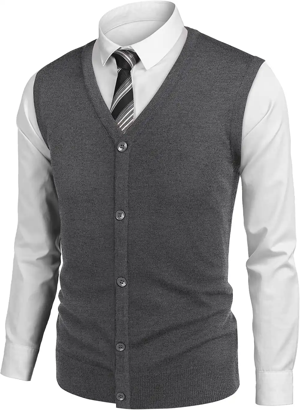 Casual Sleeveless Knitted Button Cardigan Vest Jeans
