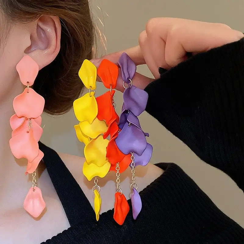 Vintage Rose Tassel Drop Earrings