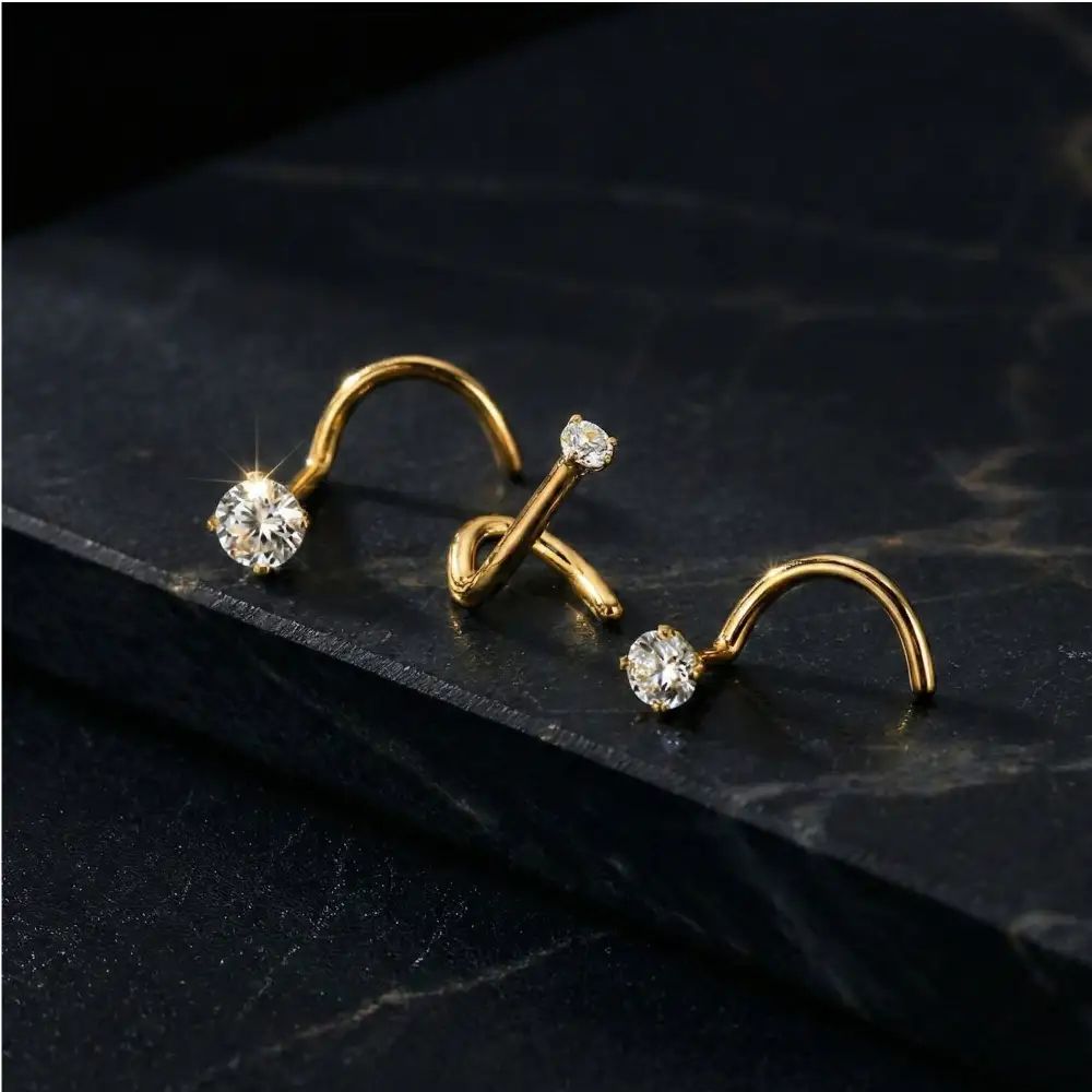 Titanium Moissanite Nose Screw