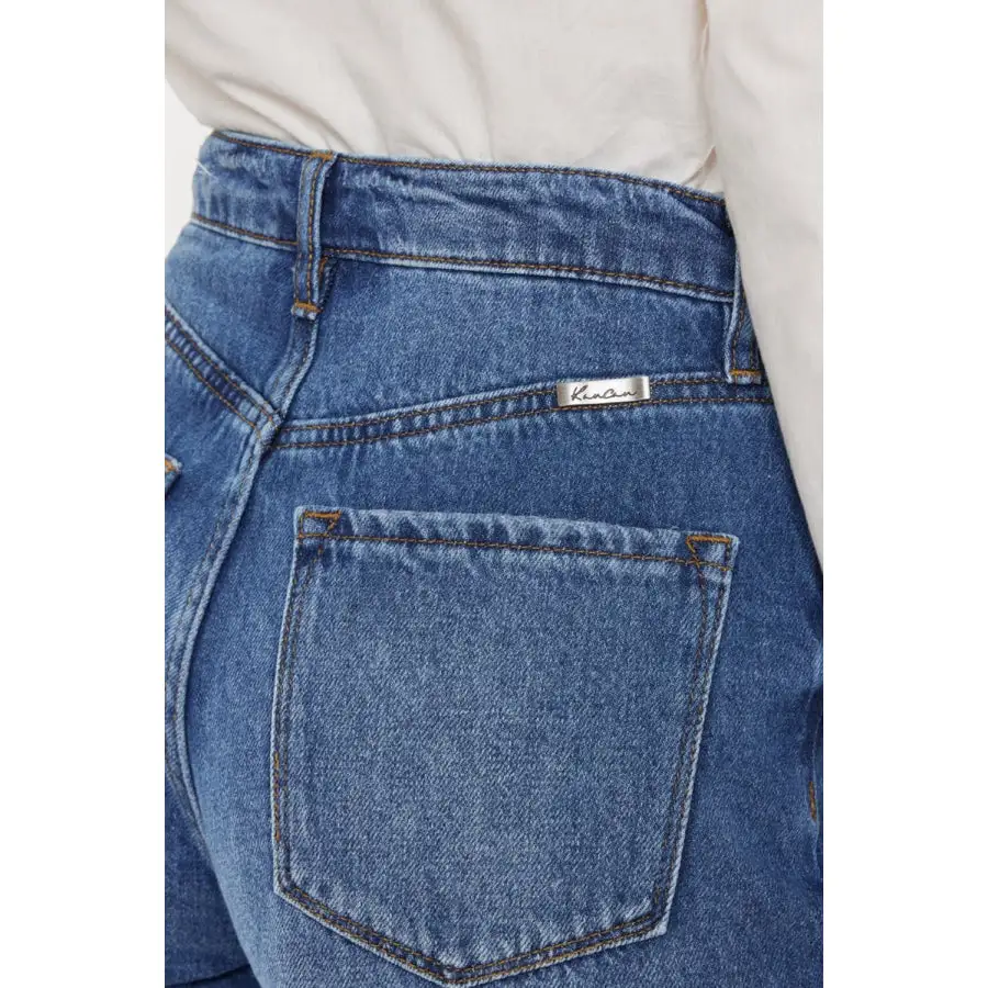 Distressed Button Fly High Waist Denim Shorts