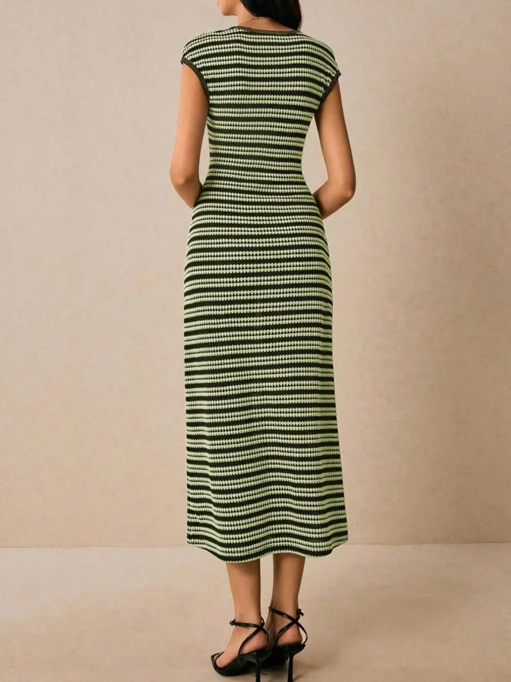 Balanced Detail Striped Midi Dress