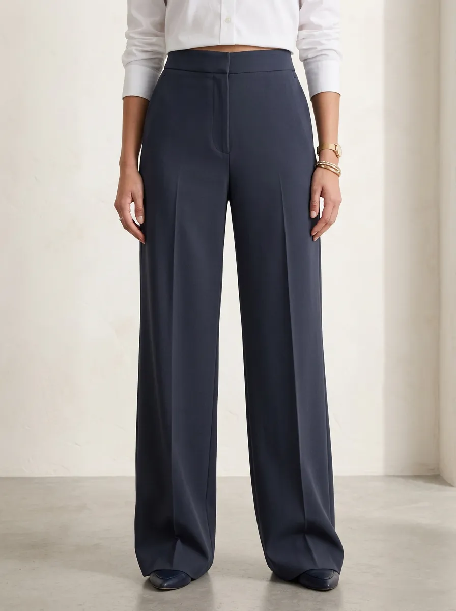 Tailored Draped Women's Wide-Leg Trousers