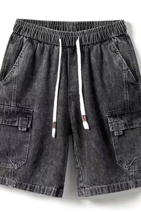 Refined Men's Plus Size Vintage Wash Cargo Denim Shorts