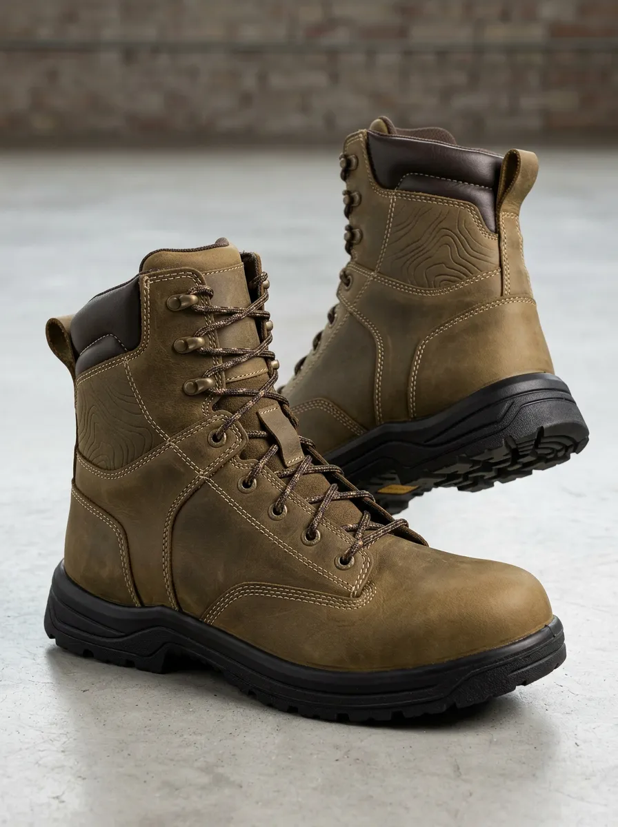 Men's Structured Topographic Pattern Work Boots