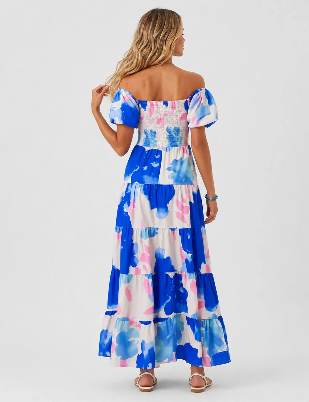 Bubble Short Sleeves Maxi Dress
