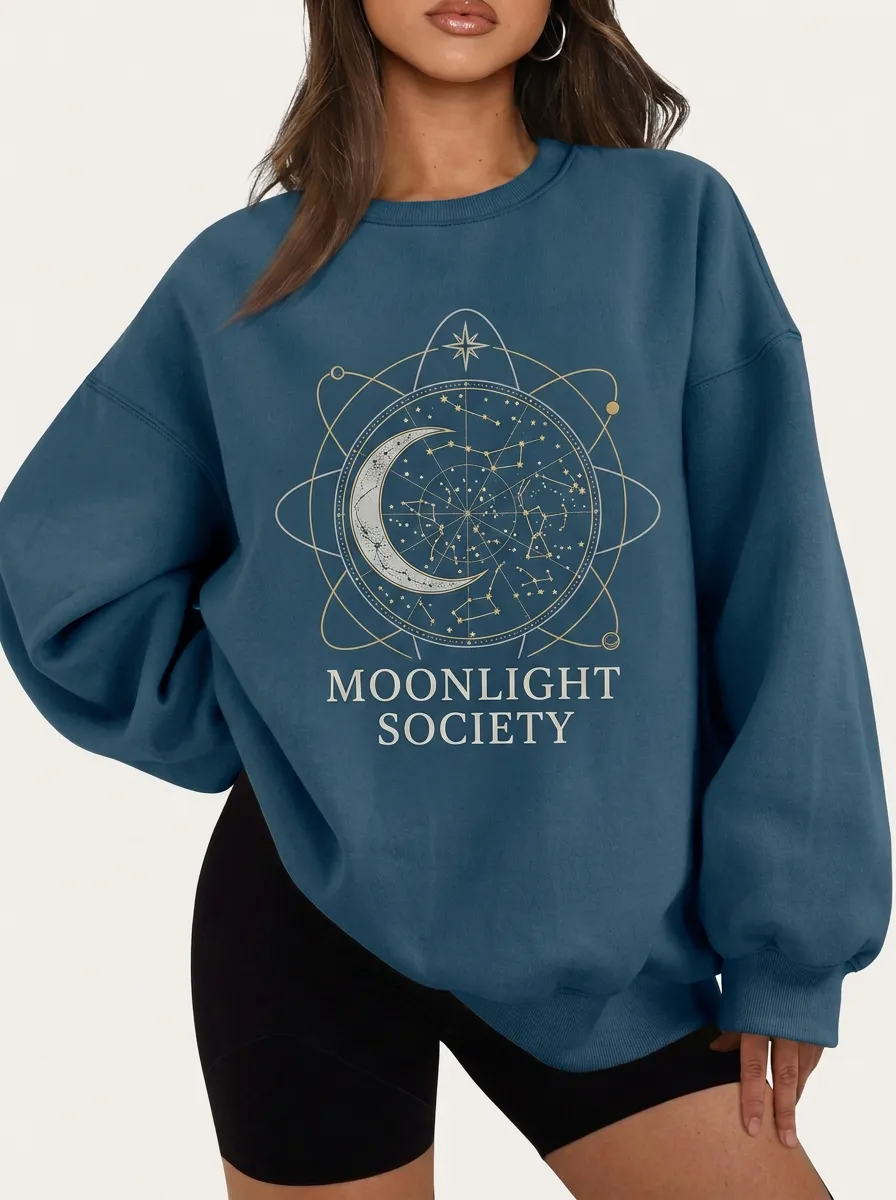 Women's Celestial Moonlight Society Constellation Printed T-shirt
