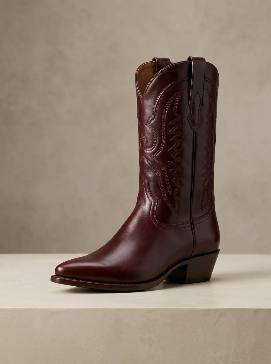 Men's Polished Pointed-Toe Western Boots
