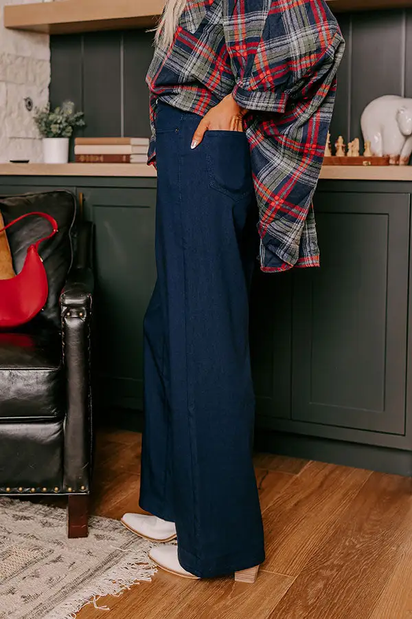 High Waist Relaxed Wide Leg Stretch Belt Detail Unlined Pants
