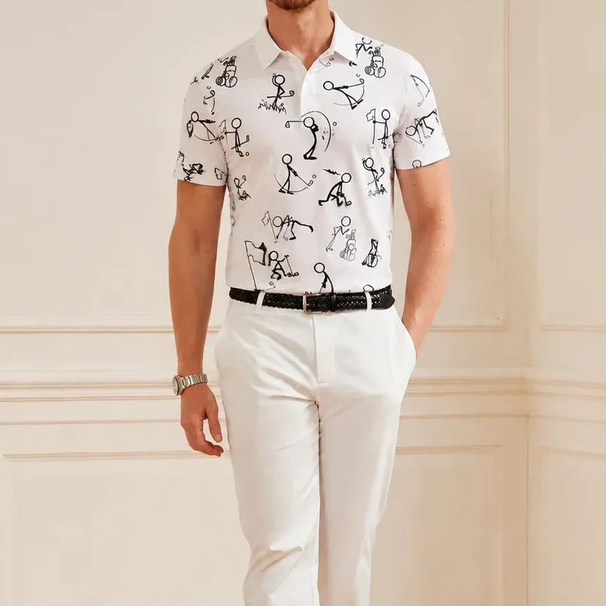 Polished Short Sleeve Button Up Polo Shirt