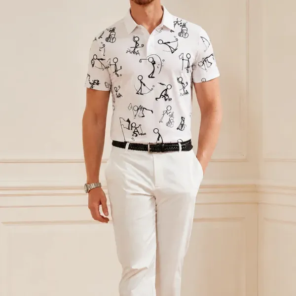 Polished Short Sleeve Button Up Polo Shirt